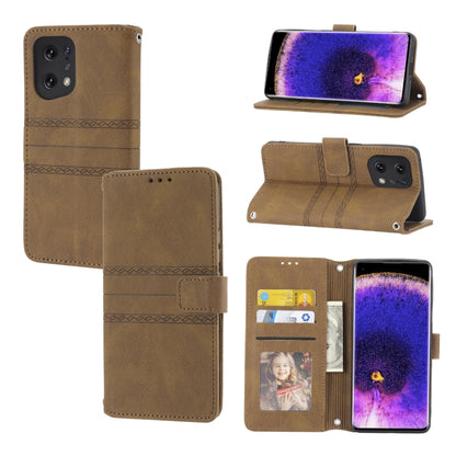 Embossed Striped Magnetic Buckle Horizontal Flip Phone Leather Case, For OPPO Find X5, For OPPO Find X5 Pro, For OPPO Realme 9 Pro+, For OPPO Realme C35
