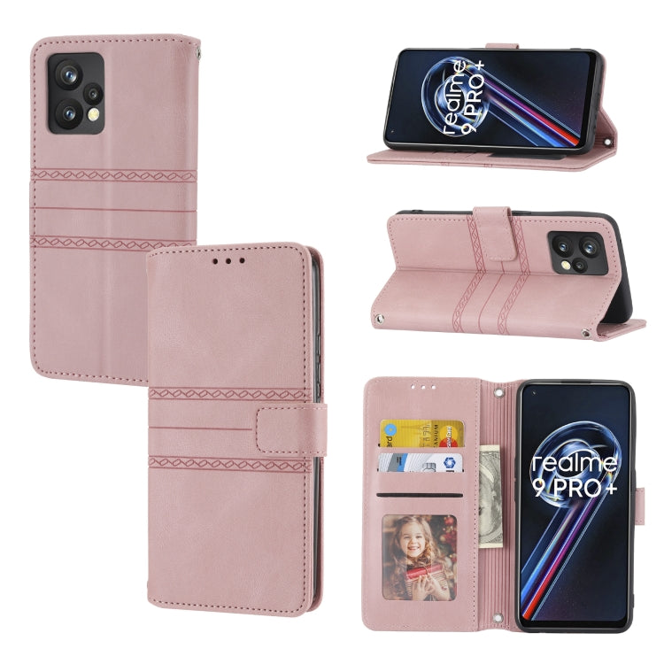 Embossed Striped Magnetic Buckle Horizontal Flip Phone Leather Case, For OPPO Find X5, For OPPO Find X5 Pro, For OPPO Realme 9 Pro+, For OPPO Realme C35