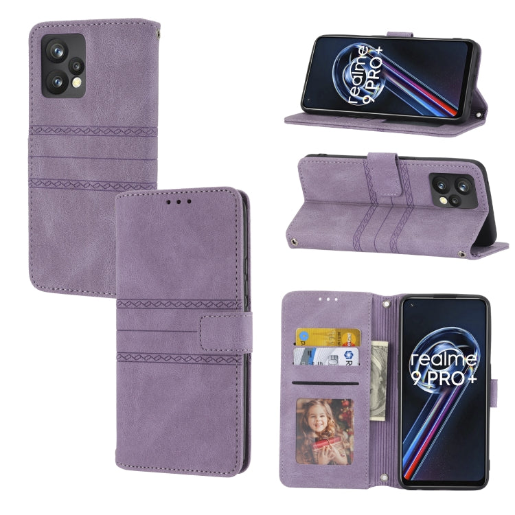 Embossed Striped Magnetic Buckle Horizontal Flip Phone Leather Case, For OPPO Find X5, For OPPO Find X5 Pro, For OPPO Realme 9 Pro+, For OPPO Realme C35