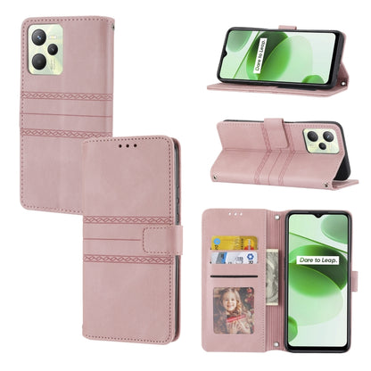 Embossed Striped Magnetic Buckle Horizontal Flip Phone Leather Case, For OPPO Find X5, For OPPO Find X5 Pro, For OPPO Realme 9 Pro+, For OPPO Realme C35
