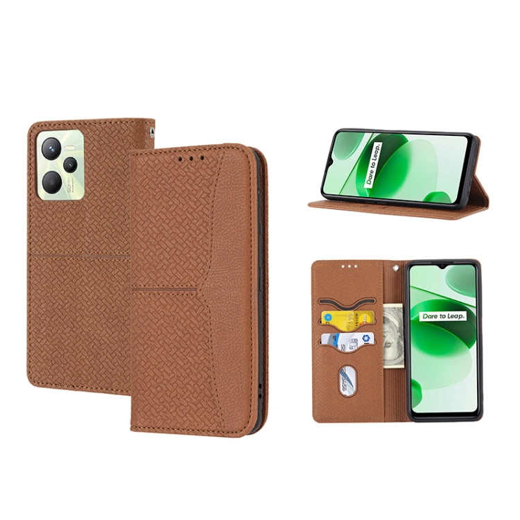 Woven Texture Stitching Magnetic PU Leather Phone Case, For OPPO A96 5G, For OPPO Realme C35, For OPPO Reno7 SE 5G, For OPPO Reno7 5G