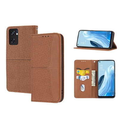 Woven Texture Stitching Magnetic PU Leather Phone Case, For OPPO A96 5G, For OPPO Realme C35, For OPPO Reno7 SE 5G, For OPPO Reno7 5G