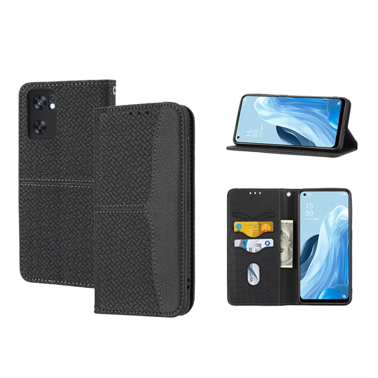 Woven Texture Stitching Magnetic PU Leather Phone Case, For OPPO A96 5G, For OPPO Realme C35, For OPPO Reno7 SE 5G, For OPPO Reno7 5G