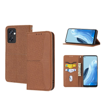 Woven Texture Stitching Magnetic PU Leather Phone Case, For OPPO A96 5G, For OPPO Realme C35, For OPPO Reno7 SE 5G, For OPPO Reno7 5G