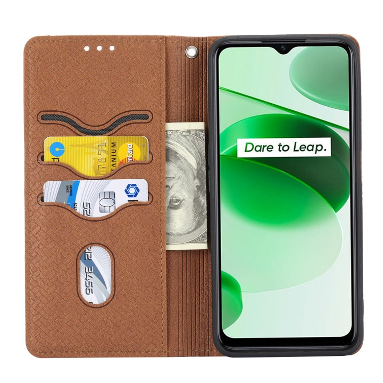 Woven Texture Stitching Magnetic PU Leather Phone Case, For OPPO Realme 9 Pro