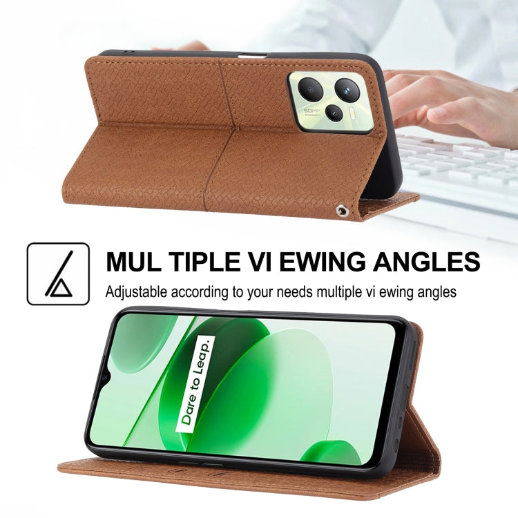 Woven Texture Stitching Magnetic PU Leather Phone Case, For OPPO Realme 9 Pro