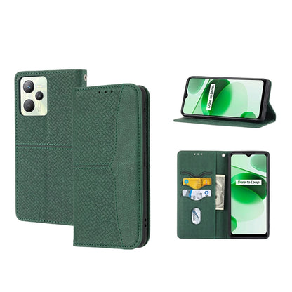 Woven Texture Stitching Magnetic PU Leather Phone Case, For OPPO Realme 9 Pro