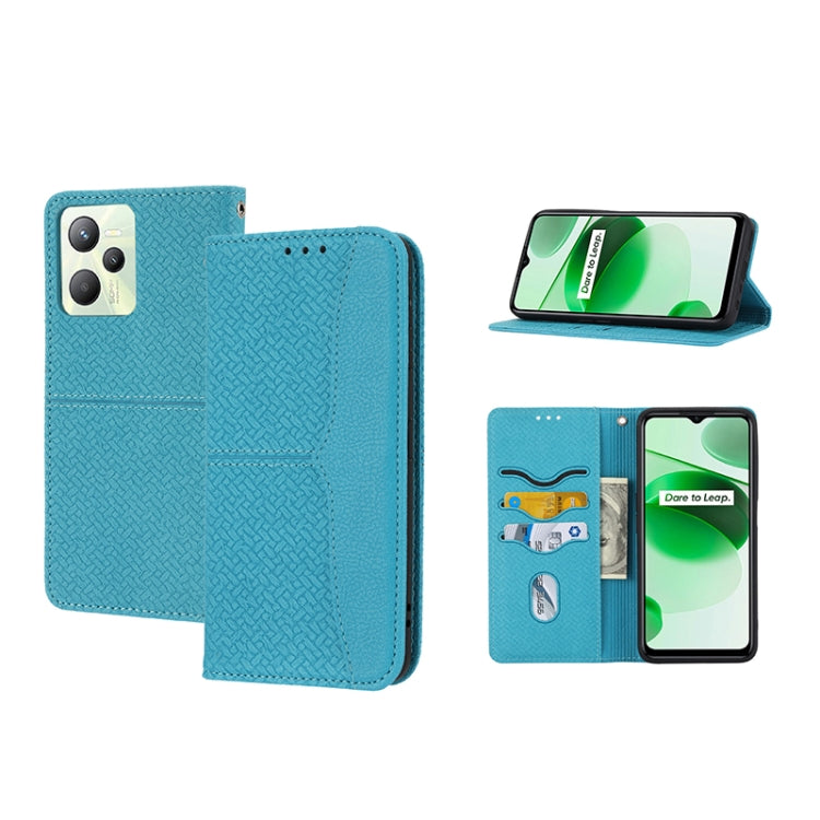 Woven Texture Stitching Magnetic PU Leather Phone Case, For OPPO Realme 9 Pro