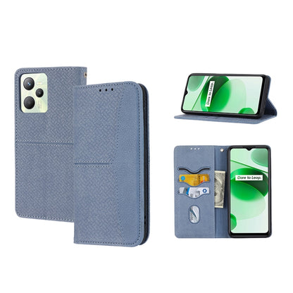 Woven Texture Stitching Magnetic PU Leather Phone Case, For OPPO Realme 9 Pro