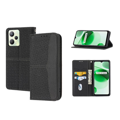 Woven Texture Stitching Magnetic PU Leather Phone Case, For OPPO Realme 9 Pro
