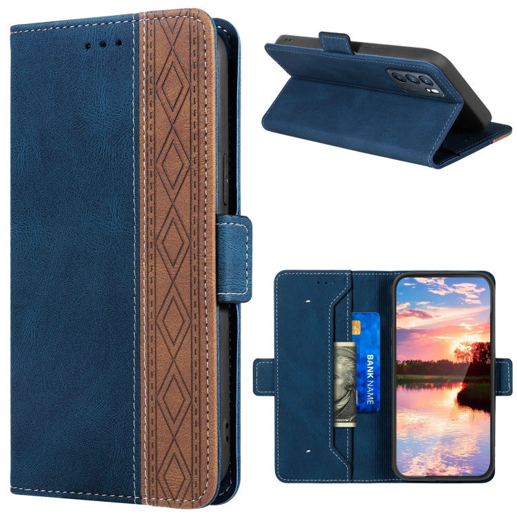Stitching Side-Magnetic RFID Leather Phone Case, For OPPO Find X3 Lite 5G, For OPPO Reno6, For OPPO Reno6 5G, For OPPO Reno5 A, For OPPO Reno7 5G, For vivo Y17