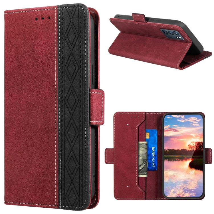 Stitching Side-Magnetic RFID Leather Phone Case, For OPPO Find X3 Lite 5G, For OPPO Reno6, For OPPO Reno6 5G, For OPPO Reno5 A, For OPPO Reno7 5G, For vivo Y17
