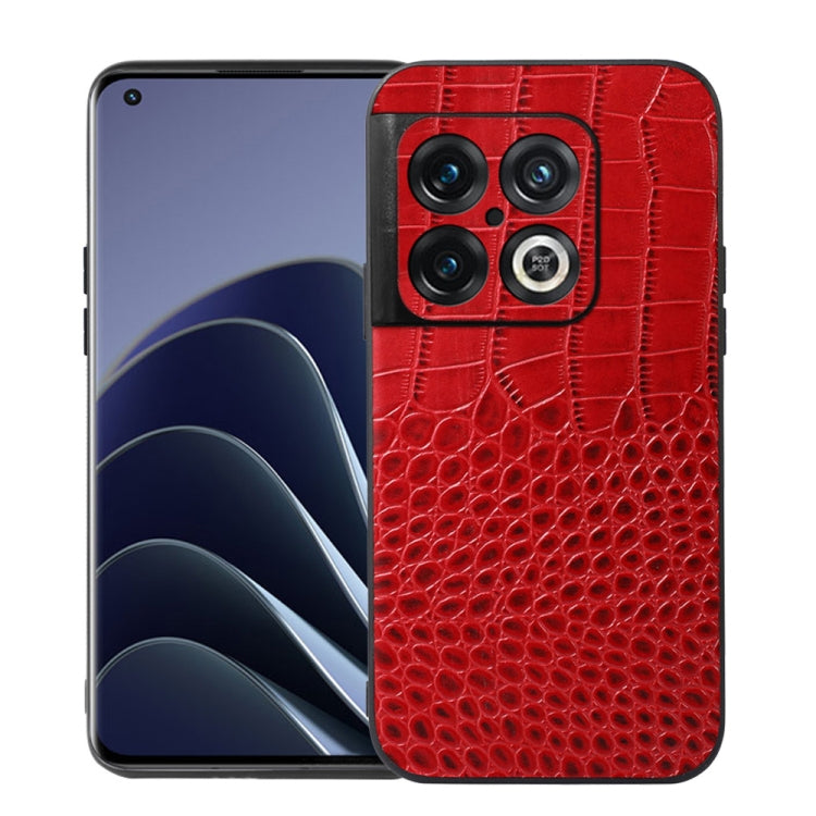 Crocodile Top Layer Cowhide Leather Phone Case, For OnePlus 10 Pro 5G, For OnePlus Nord CE 2 5G