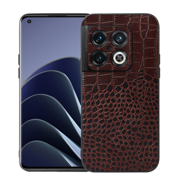 Crocodile Top Layer Cowhide Leather Phone Case, For OnePlus 10 Pro 5G, For OnePlus Nord CE 2 5G