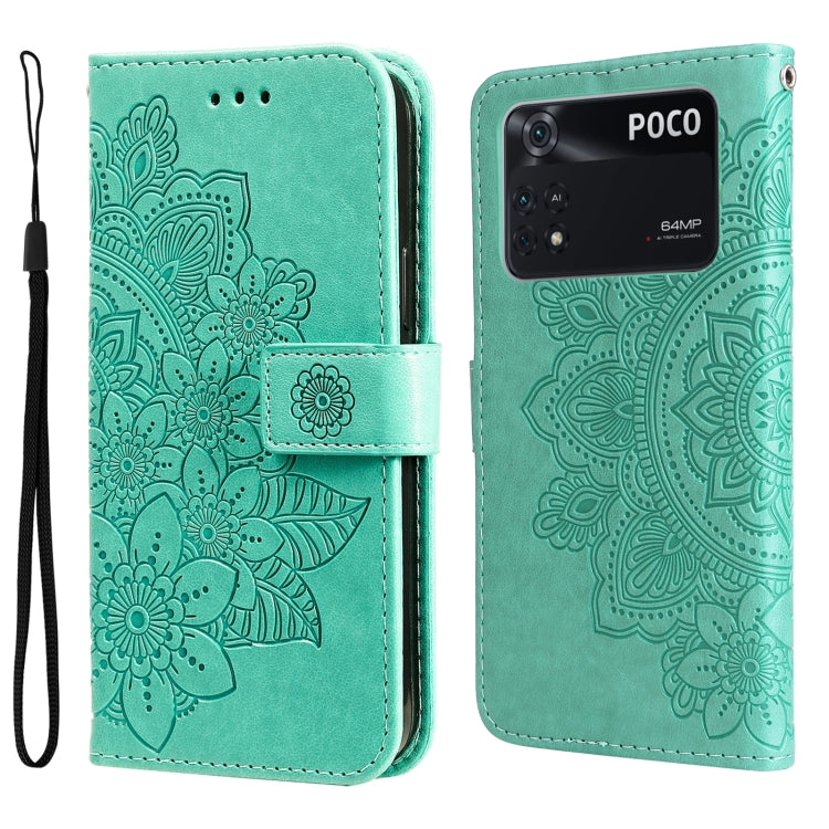 7-petal Flowers Embossing Pattern Horizontal Flip Leather Case, For OPPO Realme GT2 Pro, For OPPO Realme 9 Pro/Realme V25, For Samsung Galaxy A23 /Galaxy M23/Galaxy F23, For Xiaomi Poco M4 Pro 4G