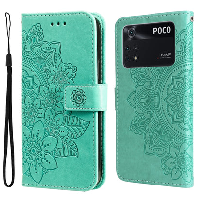 7-petal Flowers Embossing Pattern Horizontal Flip Leather Case, For OPPO Realme GT2 Pro, For OPPO Realme 9 Pro/Realme V25, For Samsung Galaxy A23 /Galaxy M23/Galaxy F23, For Xiaomi Poco M4 Pro 4G