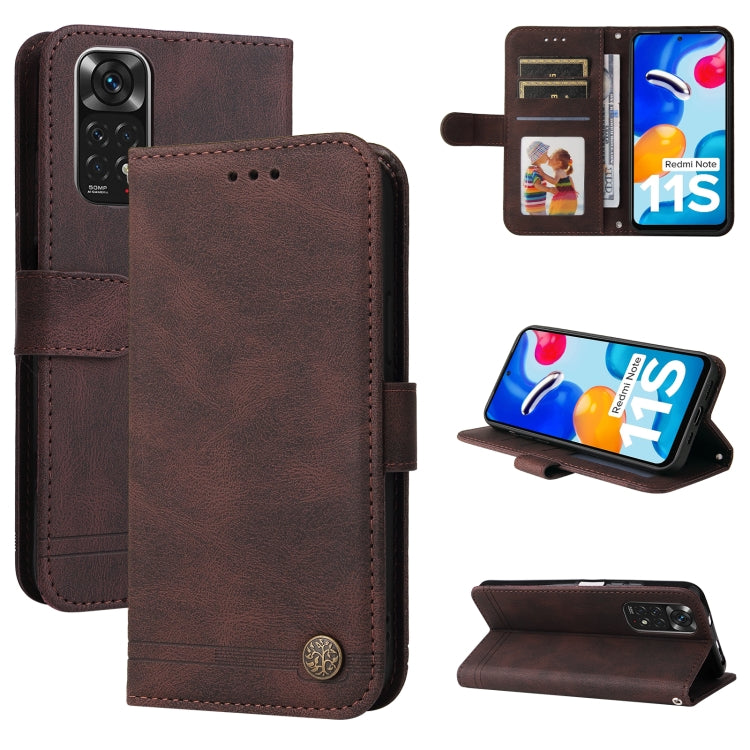 Skin Feel Life Tree Metal Button Horizontal Flip Leather Case, For Xiaomi Redmi Note 11 4G(Global), For Xiaomi Redmi Note 11 Pro 4G, For OPPO Realme 9i / A36 4G / A76 4G(Global), For OPPO Realme GT2 Pro