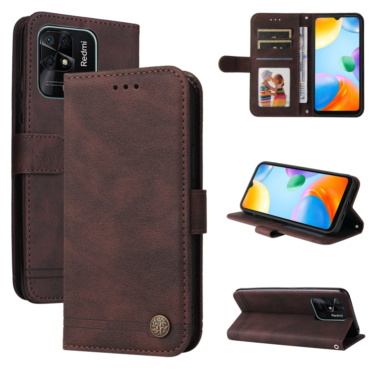 Skin Feel Life Tree Metal Button Leather Phone Case, For Xiaomi Redmi 10C 4G / Redmi 10 India Version, For Xiaomi Poco X4 Pro 5G, For Honor 50 SE / nova 9 SE, For OPPO Find X5