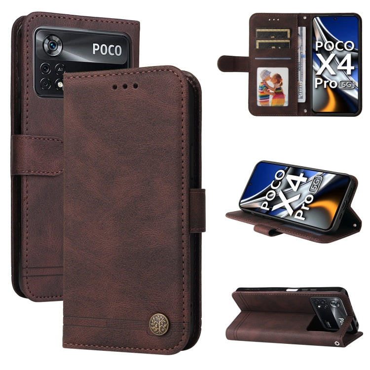 Skin Feel Life Tree Metal Button Leather Phone Case, For Xiaomi Redmi 10C 4G / Redmi 10 India Version, For Xiaomi Poco X4 Pro 5G, For Honor 50 SE / nova 9 SE, For OPPO Find X5