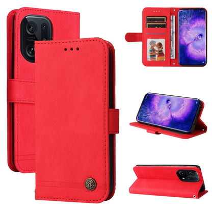 Skin Feel Life Tree Metal Button Leather Phone Case, For OPPO Find X5 Pro
