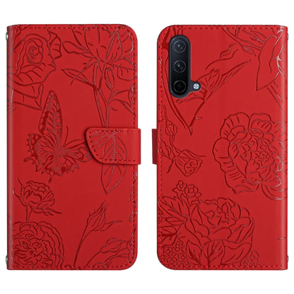 Skin Feel Butterfly Peony Embossed Leather Phone Case, For OnePlus 9R, For OnePlus Nord CE 5G, For OnePlus Nord N20 5G, For OnePlus Nord 2 5G