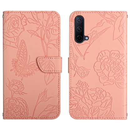 Skin Feel Butterfly Peony Embossed Leather Phone Case, For OnePlus 9R, For OnePlus Nord CE 5G, For OnePlus Nord N20 5G, For OnePlus Nord 2 5G