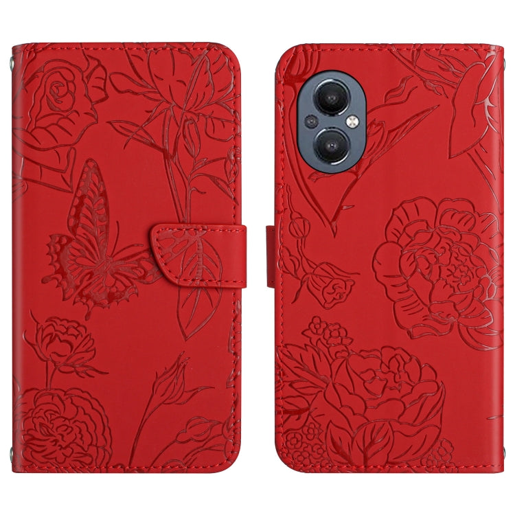 Skin Feel Butterfly Peony Embossed Leather Phone Case, For OnePlus 9R, For OnePlus Nord CE 5G, For OnePlus Nord N20 5G, For OnePlus Nord 2 5G