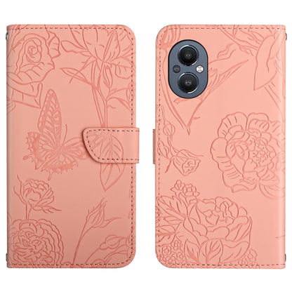 Skin Feel Butterfly Peony Embossed Leather Phone Case, For OnePlus 9R, For OnePlus Nord CE 5G, For OnePlus Nord N20 5G, For OnePlus Nord 2 5G