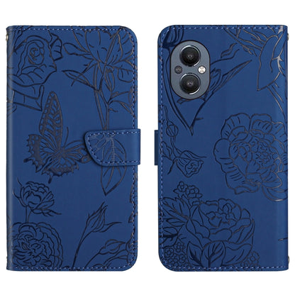 Skin Feel Butterfly Peony Embossed Leather Phone Case, For OnePlus 9R, For OnePlus Nord CE 5G, For OnePlus Nord N20 5G, For OnePlus Nord 2 5G