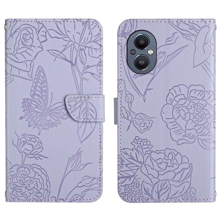 Skin Feel Butterfly Peony Embossed Leather Phone Case, For OnePlus 9R, For OnePlus Nord CE 5G, For OnePlus Nord N20 5G, For OnePlus Nord 2 5G