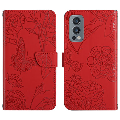 Skin Feel Butterfly Peony Embossed Leather Phone Case, For OnePlus 9R, For OnePlus Nord CE 5G, For OnePlus Nord N20 5G, For OnePlus Nord 2 5G