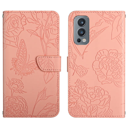 Skin Feel Butterfly Peony Embossed Leather Phone Case, For OnePlus 9R, For OnePlus Nord CE 5G, For OnePlus Nord N20 5G, For OnePlus Nord 2 5G