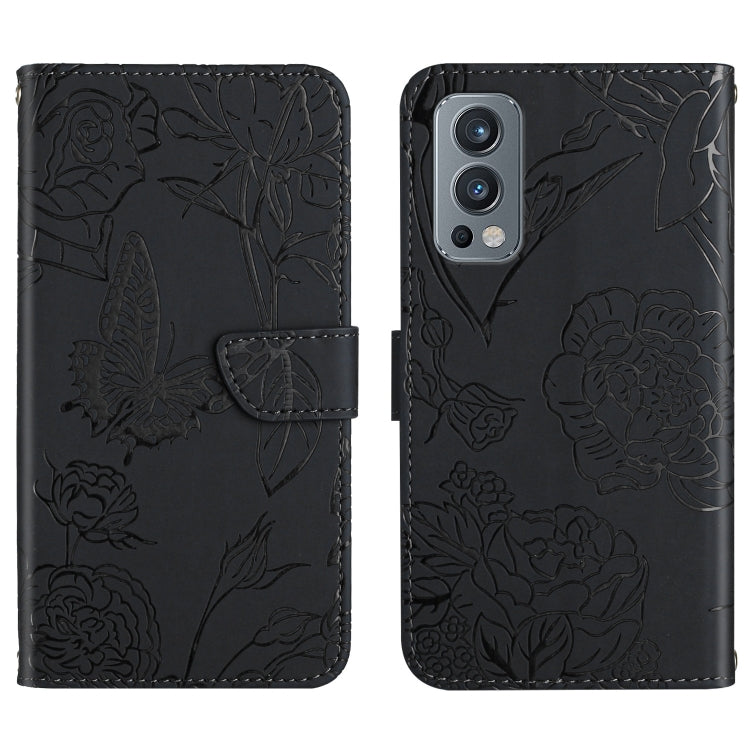 Skin Feel Butterfly Peony Embossed Leather Phone Case, For OnePlus 9R, For OnePlus Nord CE 5G, For OnePlus Nord N20 5G, For OnePlus Nord 2 5G