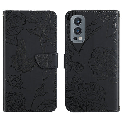 Skin Feel Butterfly Peony Embossed Leather Phone Case, For OnePlus 9R, For OnePlus Nord CE 5G, For OnePlus Nord N20 5G, For OnePlus Nord 2 5G