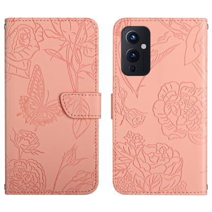 Skin Feel Butterfly Peony Embossed Leather Phone Case, For OnePlus 9, For OnePlus 9 Pro, For OnePlus 10 Pro