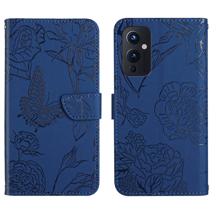 Skin Feel Butterfly Peony Embossed Leather Phone Case, For OnePlus 9, For OnePlus 9 Pro, For OnePlus 10 Pro