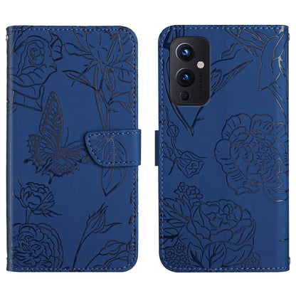 Skin Feel Butterfly Peony Embossed Leather Phone Case, For OnePlus 9, For OnePlus 9 Pro, For OnePlus 10 Pro