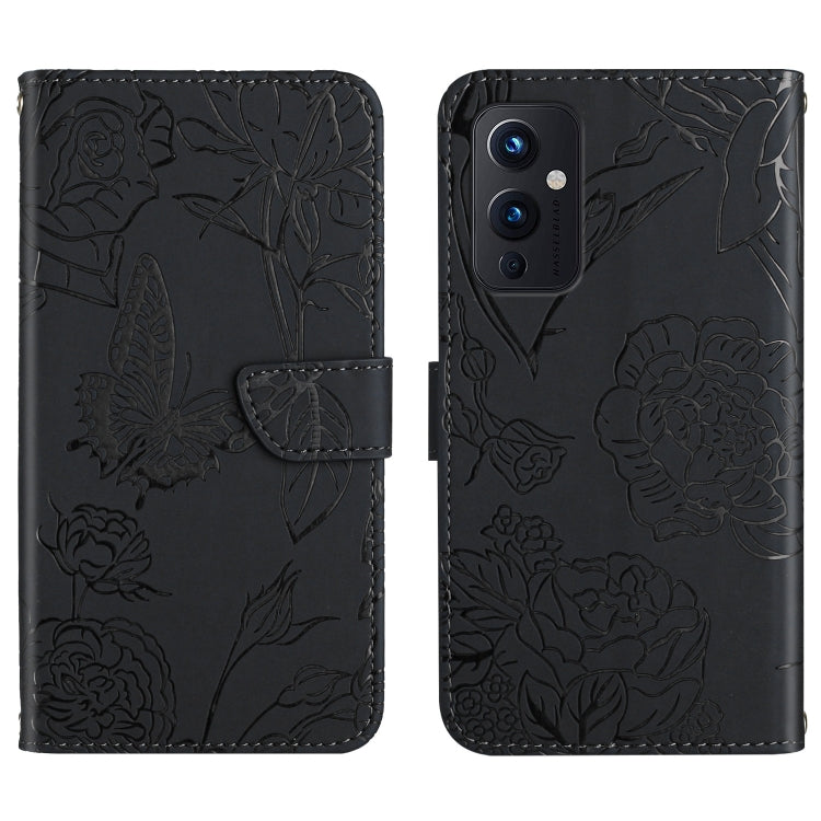 Skin Feel Butterfly Peony Embossed Leather Phone Case, For OnePlus 9, For OnePlus 9 Pro, For OnePlus 10 Pro