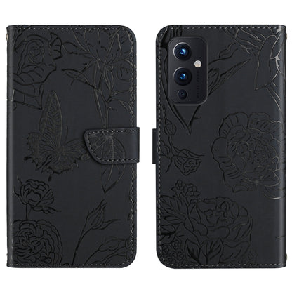 Skin Feel Butterfly Peony Embossed Leather Phone Case, For OnePlus 9, For OnePlus 9 Pro, For OnePlus 10 Pro