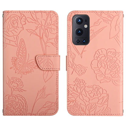 Skin Feel Butterfly Peony Embossed Leather Phone Case, For OnePlus 9, For OnePlus 9 Pro, For OnePlus 10 Pro