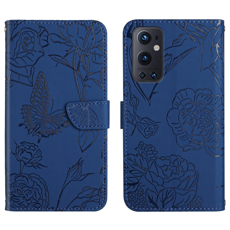 Skin Feel Butterfly Peony Embossed Leather Phone Case, For OnePlus 9, For OnePlus 9 Pro, For OnePlus 10 Pro