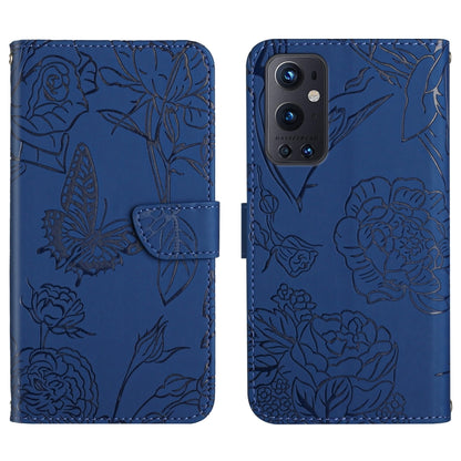 Skin Feel Butterfly Peony Embossed Leather Phone Case, For OnePlus 9, For OnePlus 9 Pro, For OnePlus 10 Pro