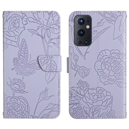 Skin Feel Butterfly Peony Embossed Leather Phone Case, For OnePlus 9, For OnePlus 9 Pro, For OnePlus 10 Pro