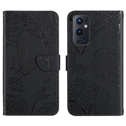 Skin Feel Butterfly Peony Embossed Leather Phone Case, For OnePlus 9, For OnePlus 9 Pro, For OnePlus 10 Pro