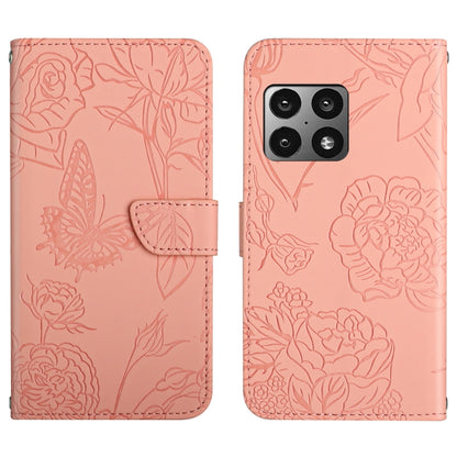 Skin Feel Butterfly Peony Embossed Leather Phone Case, For OnePlus 9, For OnePlus 9 Pro, For OnePlus 10 Pro