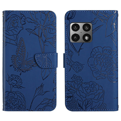 Skin Feel Butterfly Peony Embossed Leather Phone Case, For OnePlus 9, For OnePlus 9 Pro, For OnePlus 10 Pro