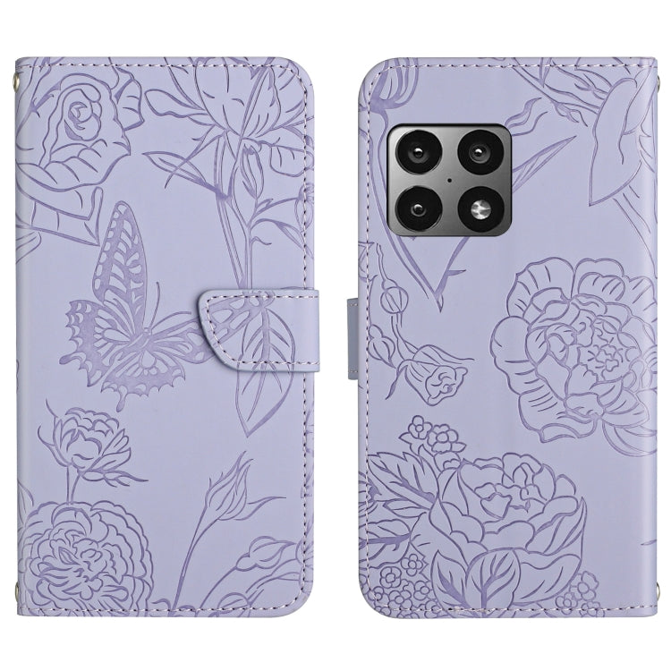 Skin Feel Butterfly Peony Embossed Leather Phone Case, For OnePlus 9, For OnePlus 9 Pro, For OnePlus 10 Pro