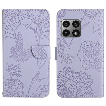 Skin Feel Butterfly Peony Embossed Leather Phone Case, For OnePlus 9, For OnePlus 9 Pro, For OnePlus 10 Pro