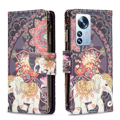 Colored Drawing Pattern Zipper Leather Phone Case, For Xiaomi 12 Pro