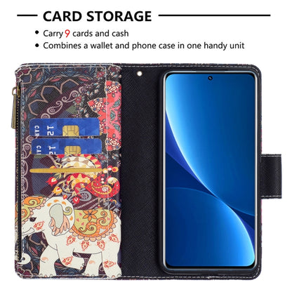 Colored Drawing Pattern Zipper Leather Phone Case, For Xiaomi 12 Pro
